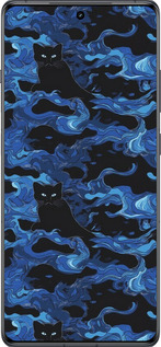 TPU чехол Абстрактный узор черных котов на синем фоне для OnePlus 12R - 6525b-3658 изображение 