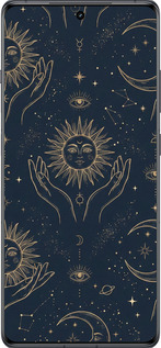 Силиконовый чехол Celestial Harmony: Sun & Moon Gold Mystic Pattern для OnePlus 12R - 6778u-3658 изображение 