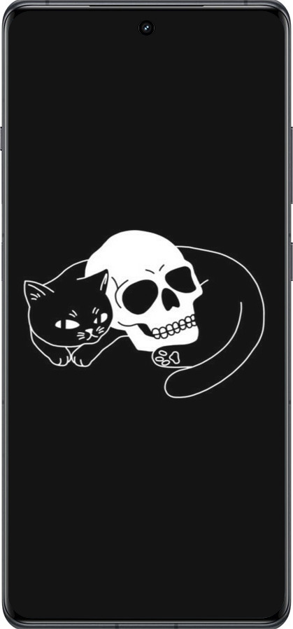 Силиконовый чехол С изображением кота и черепа для OnePlus Ace 3 5G - 6491u-3786 изображение 