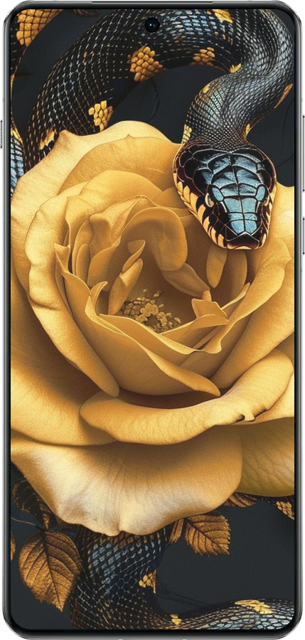 TPU чехол Black snake and golden rose для OnePlus 13 5G - 6068b-3875 изображение 