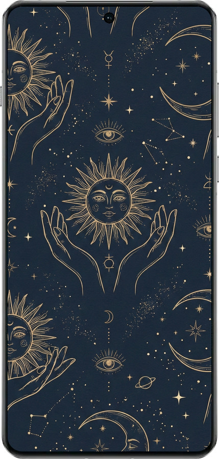 Силиконовый чехол Celestial Harmony: Sun & Moon Gold Mystic Pattern для OnePlus 13 5G - 6778u-3875 изображение 