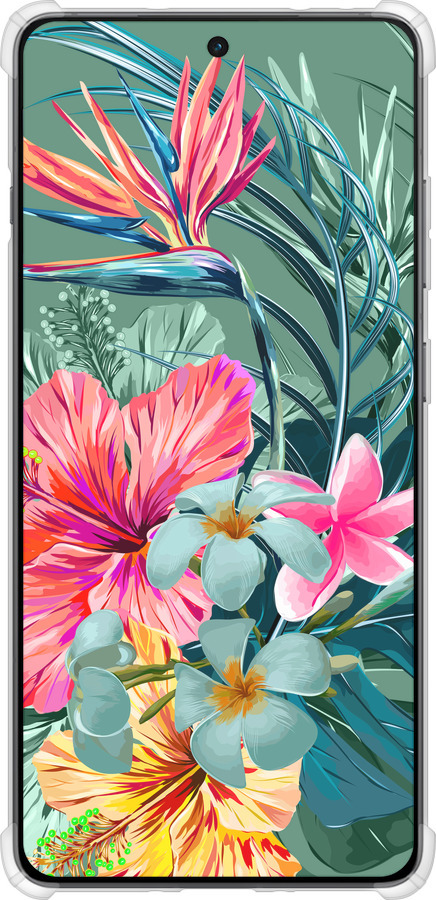 Силикон с усиленными углами чехол Тропические цветы v1 для OnePlus Ace 5 - 4667sp-4087 изображение 