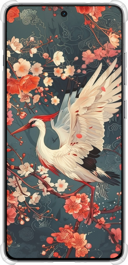 Силикон с усиленными углами чехол Сакура и аист для OnePlus Ace 5 - 6108sp-4087 изображение 