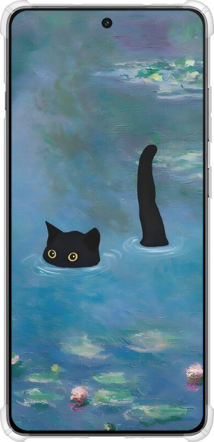 Силикон с усиленными углами чехол С изображением кота и водяной лилии Monet для OnePlus Ace 5 - 6519sp-4087 изображение 
