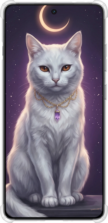 Силикон с усиленными углами чехол Mystic White Cat Gothic Dark Purple Gold для OnePlus Ace 5 - 6805sp-4087 изображение 