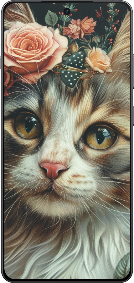 Силиконовый чехол Cats and flowers для OnePlus Ace 5 Pro - 6069u-3934 изображение 