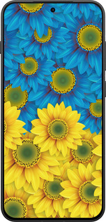 Силиконовый чехол Жёлто-голубые цветы для OnePlus 13T 5G / 13S 5G - 1048u-4026 изображение 