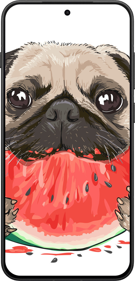 Силиконовый чехол Мопс и арбуз для OnePlus 13T 5G / 13S 5G - 4665u-4026 изображение 