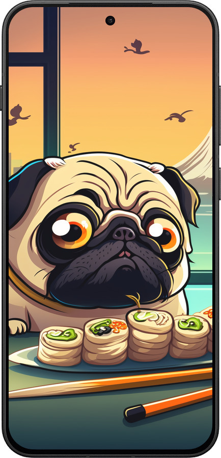 Силиконовый чехол Мопс и суши для OnePlus 13T 5G / 13S 5G - 5588u-4026 изображение 