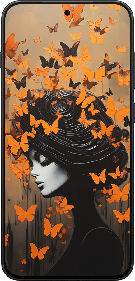 Силіконовий чехол Чохол для телефону Дівчина з помаранчевими метеликами для OnePlus 13T 5G / 13S 5G - 5940u-4026 изображение 