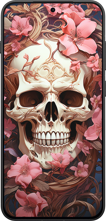 Силиконовый чехол Череп в розовых цветах для OnePlus 13T 5G / 13S 5G - 5965u-4026 изображение 