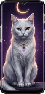 3D пластиковый матовый чехол Mystic White Cat Gothic Dark Purple Gold для OnePlus 6T - 6805m-1587 изображение 