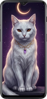 2D пластиковий чехол Mystic White Cat Gothic Dark Purple Gold для OnePlus 6T - 6805t-1587 изображение 