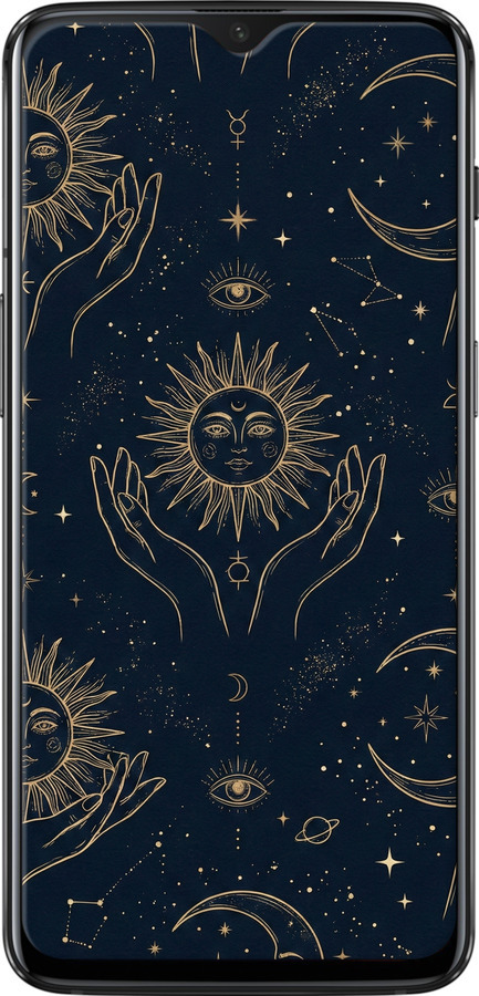 2D пластиковый чехол Celestial Harmony: Sun & Moon Gold Mystic Pattern для OnePlus 6T - 6778t-1587 изображение 
