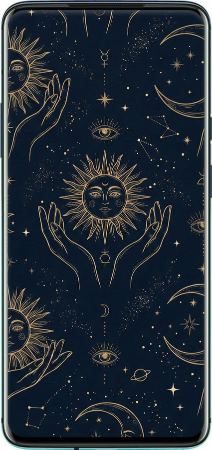 Силіконовий чехол Celestial Harmony: Sun & Moon Gold Mystic Pattern для OnePlus 7T Pro - 6778u-1810 изображение 