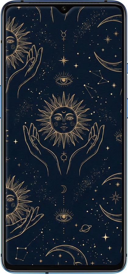Силіконовий чехол Celestial Harmony: Sun & Moon Gold Mystic Pattern для OnePlus 7T - 6778u-1809 изображение 