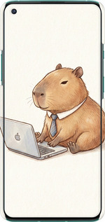 3D пластиковий матовий чехол Funny Capybara CEO Working для OnePlus 8T - 6777m-2113 изображение 