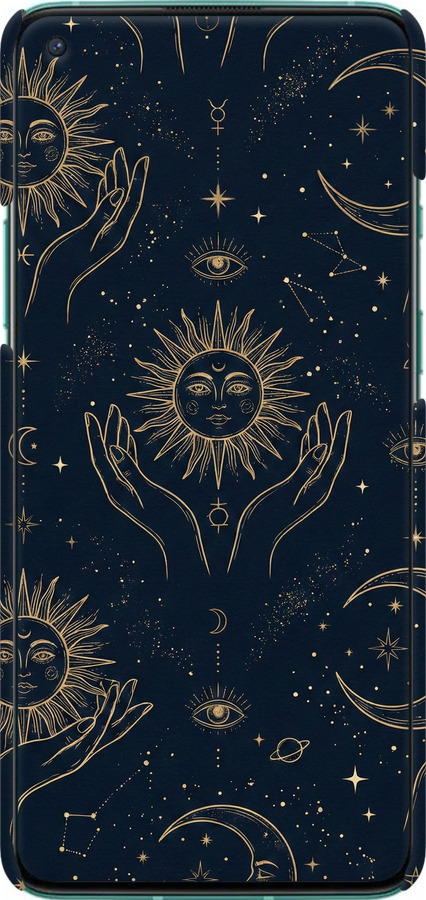 3D пластиковий матовий чехол Celestial Harmony: Sun & Moon Gold Mystic Pattern для OnePlus 8T - 6778m-2113 изображение 