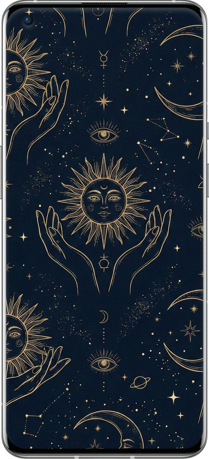 Силіконовий чехол Celestial Harmony: Sun & Moon Gold Mystic Pattern для OnePlus 9 Pro - 6778u-2250 изображение 