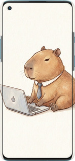 3D пластиковий матовий чехол Funny Capybara CEO Working для OnePlus 9R - 6777m-2326 изображение 