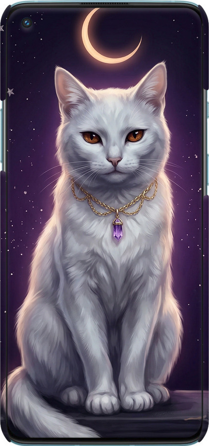 3D пластиковый матовый чехол Mystic White Cat Gothic Dark Purple Gold для OnePlus 9R - 6805m-2326 изображение 
