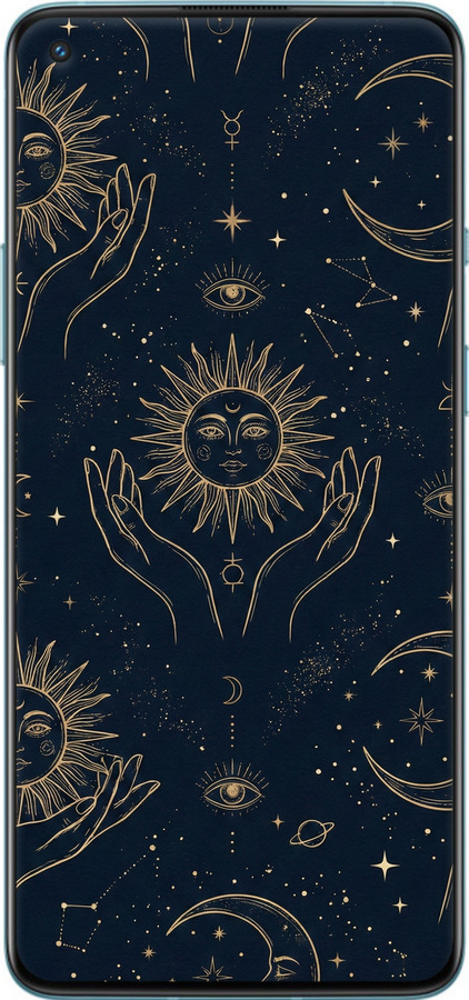 Силіконовий чехол Celestial Harmony: Sun & Moon Gold Mystic Pattern для OnePlus 9R - 6778u-2326 изображение 