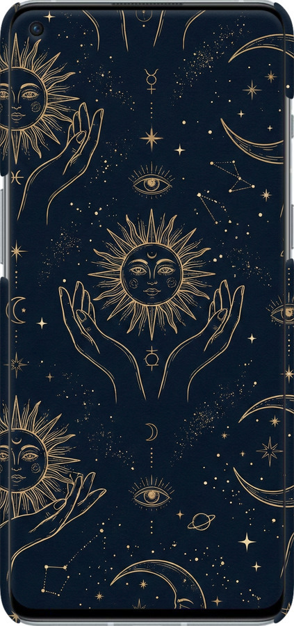 3D пластиковый матовый чехол Celestial Harmony: Sun & Moon Gold Mystic Pattern для OnePlus 9RT - 6778m-2520 изображение 