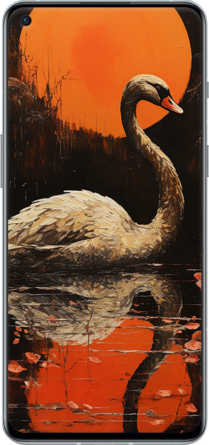 Силиконовый чехол Лебедь для OnePlus 9RT - 5964u-2520 изображение 
