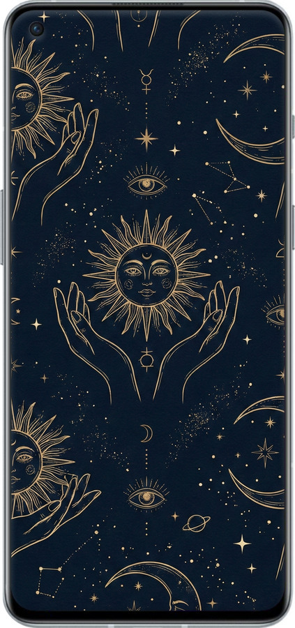 Силіконовий чехол Celestial Harmony: Sun & Moon Gold Mystic Pattern для OnePlus 9RT - 6778u-2520 изображение 