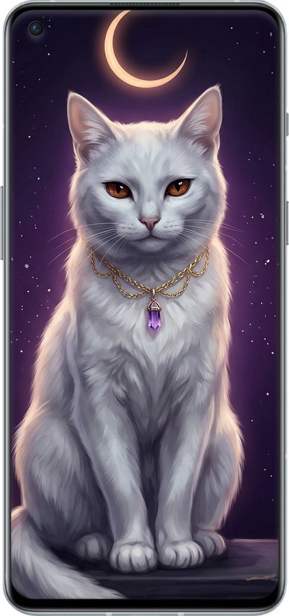 Силіконовий чехол Mystic White Cat Gothic Dark Purple Gold для OnePlus 9RT - 6805u-2520 изображение 
