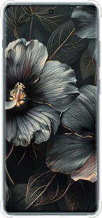 Силикон с усиленными углами чехол Черные цветы для OnePlus Ace 2 Pro - 6031sp-3211 изображение 