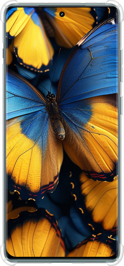 Силикон с усиленными углами чехол Желто-голубые бабочки для OnePlus Ace 2 Pro - 6046sp-3211 изображение 