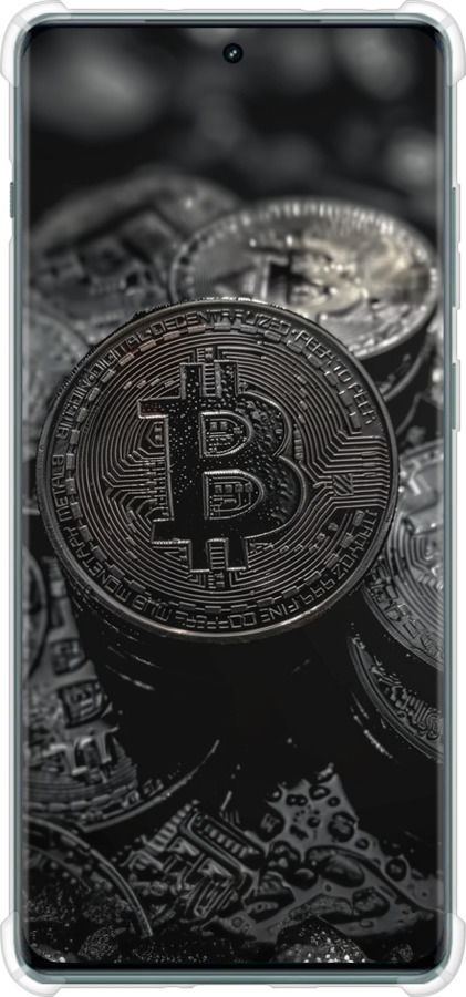 Силикон с усиленными углами чехол Black Bitcoin для OnePlus Ace 2 Pro - 6090sp-3211 изображение 