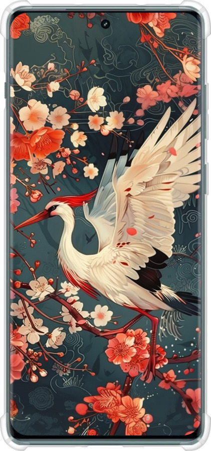 Силикон с усиленными углами чехол Сакура и аист для OnePlus Ace 2 Pro - 6108sp-3211 изображение 