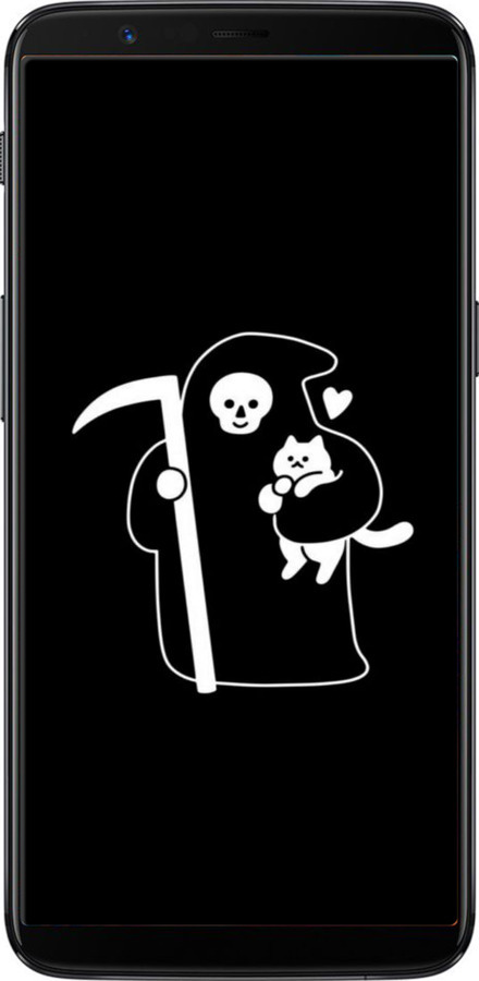 Силиконовый чехол Минималистичный арт: смерть и кошка для OnePlus 5T - 6529u-1352 изображение 