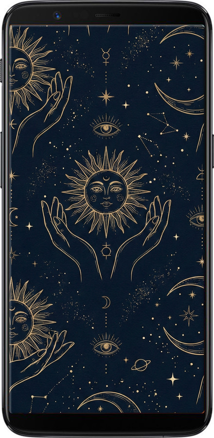 Силиконовый чехол Celestial Harmony: Sun & Moon Gold Mystic Pattern для OnePlus 5T - 6778u-1352 изображение 