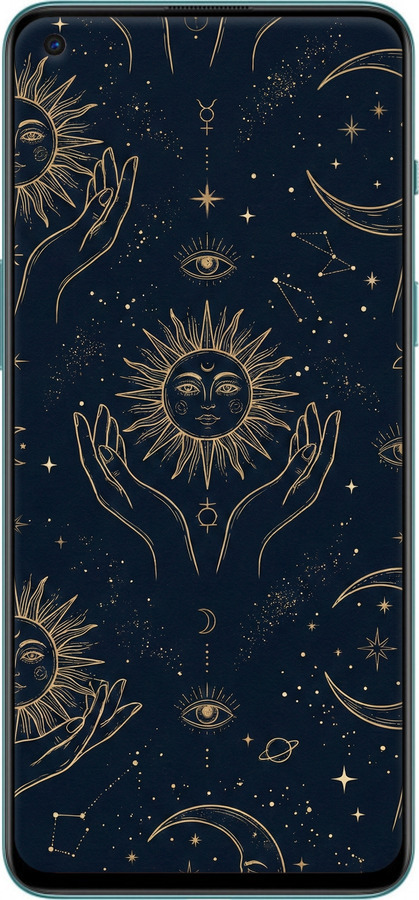 Силіконовий чехол Celestial Harmony: Sun & Moon Gold Mystic Pattern для OnePlus Nord 2 - 6778u-2468 изображение 