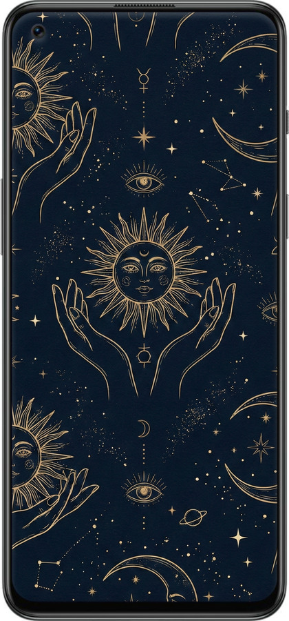 Силиконовый чехол Celestial Harmony: Sun & Moon Gold Mystic Pattern для OnePlus Nord 2T - 6778u-2640 изображение 