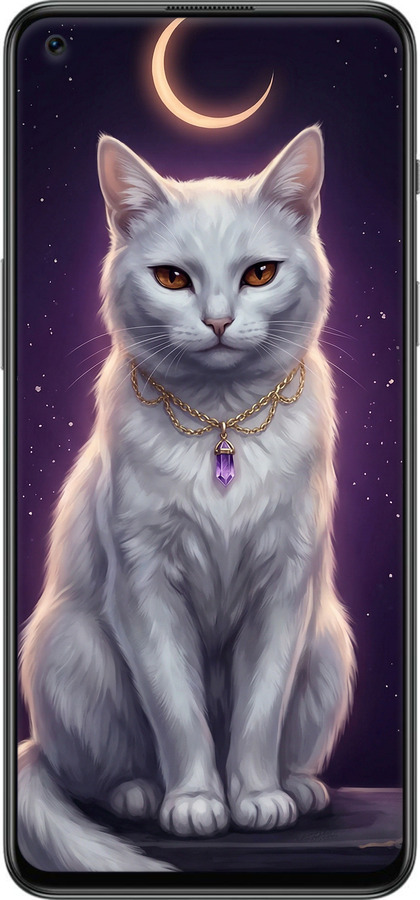 Силиконовый чехол Mystic White Cat Gothic Dark Purple Gold для OnePlus Nord 2T - 6805u-2640 изображение 