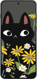 Силиконовый чехол Черный кот с цветами для OnePlus Nord 5 5G - 6448u-4133 изображение 