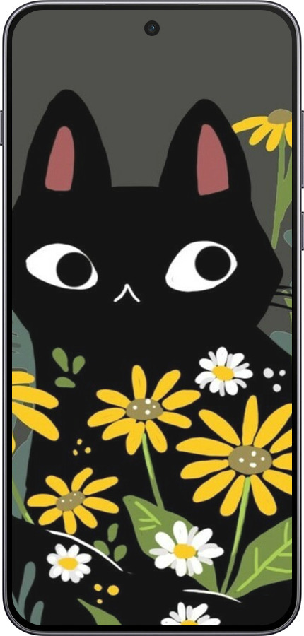 Силиконовый чехол Черный кот с цветами для OnePlus Nord 5 5G - 6448u-4133 изображение 
