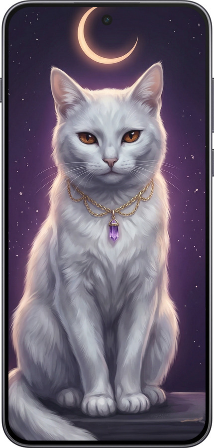 Силиконовый чехол Mystic White Cat Gothic Dark Purple Gold для OnePlus Nord 5 5G - 6805u-4133 изображение 
