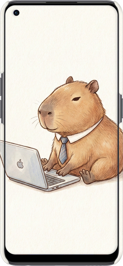 3D пластиковый матовый чехол Funny Capybara CEO Working для OnePlus Nord CE 2 - 6777m-2589 изображение 