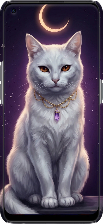 3D пластиковий матовий чехол Mystic White Cat Gothic Dark Purple Gold для OnePlus Nord CE 2 - 6805m-2589 изображение 