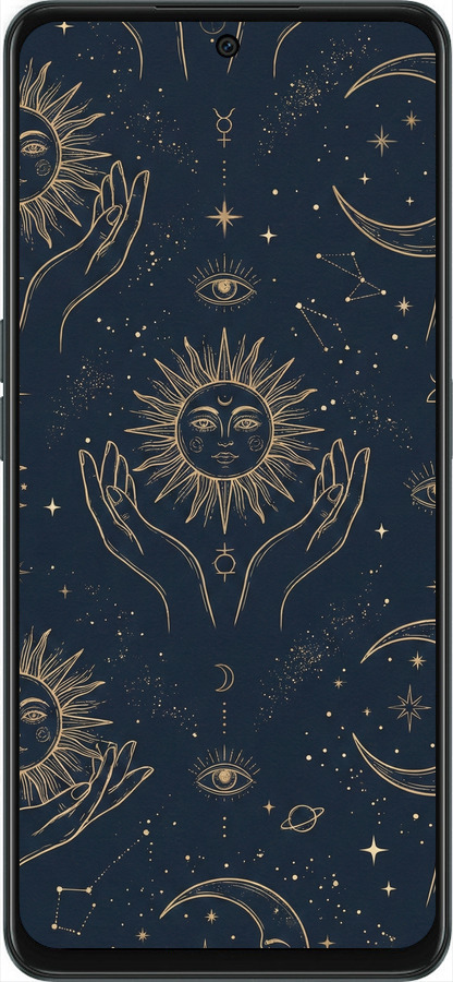 Силиконовый чехол Celestial Harmony: Sun & Moon Gold Mystic Pattern для OnePlus Nord CE 3 Lite 5G - 6778u-3144 изображение 