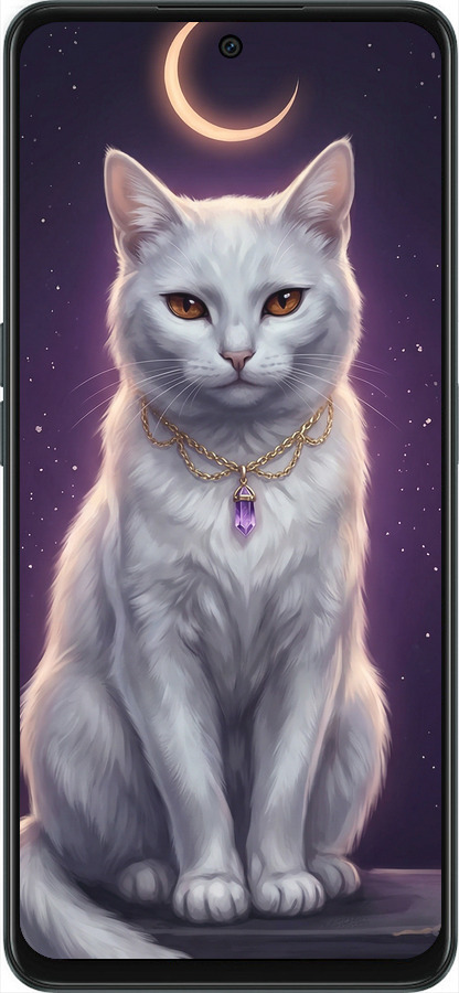 Силиконовый чехол Mystic White Cat Gothic Dark Purple Gold для OnePlus Nord CE 3 Lite 5G - 6805u-3144 изображение 