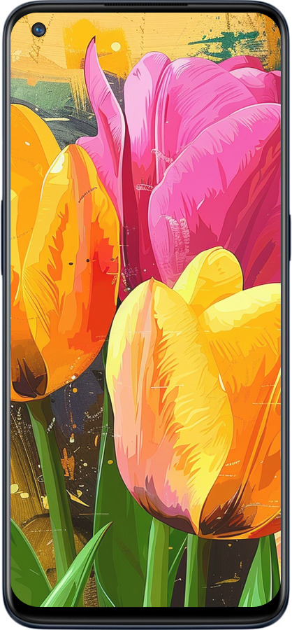 Силіконовий чехол Намальовані тюльпани для OnePlus Nord N10 5G - 5990u-3655 изображение 