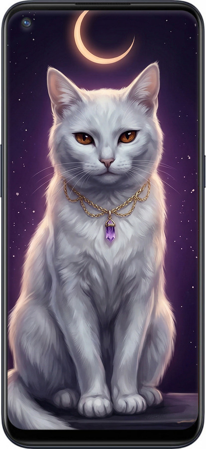 TPU чехол Mystic White Cat Gothic Dark Purple Gold для OnePlus Nord N100 - 6805b-2130 изображение 