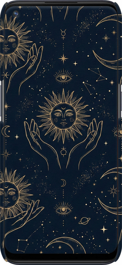 3D пластиковый матовый чехол Celestial Harmony: Sun & Moon Gold Mystic Pattern для OnePlus Nord N100 - 6778m-2130 изображение 