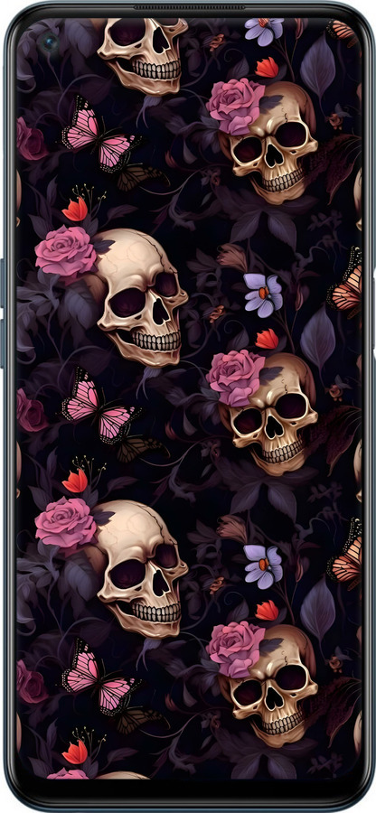 Силиконовый чехол Черепа и розы для OnePlus Nord N200 - 6316u-2384 изображение 